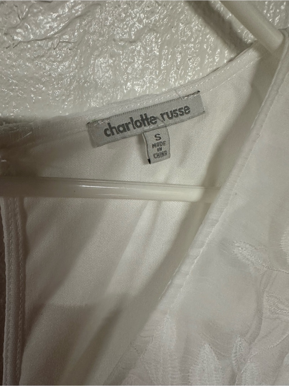 Charlotte Russe White Embroidered V-Neck Mini Dress - Picture 4 of 4